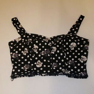 hot topic skull and roses crop top